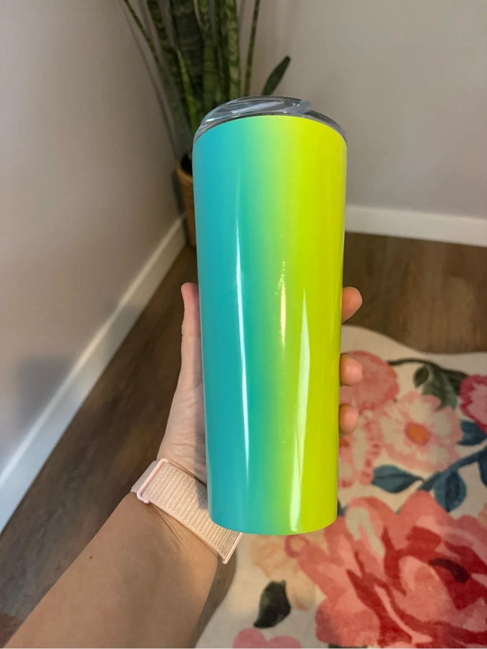 Like New Starbucks Neon Lime to Blue Ombré Stainless Steel Tumbler - 16 oz - Picture 4 of 7